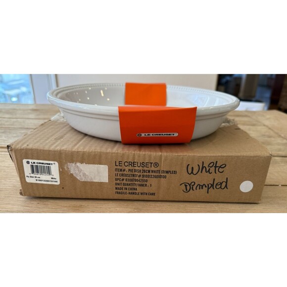 Le Creuset Stoneware Large 26 cm 10 1/4 in 2 1/4 qt 2.1 L Pie Dish White NEW - Picture 4 of 8